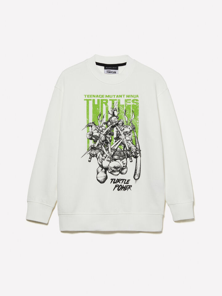 White sweatshirt with Teenage Mutant Ninja Turtles print - boys' knitwear - White | Sisley Young image number 1